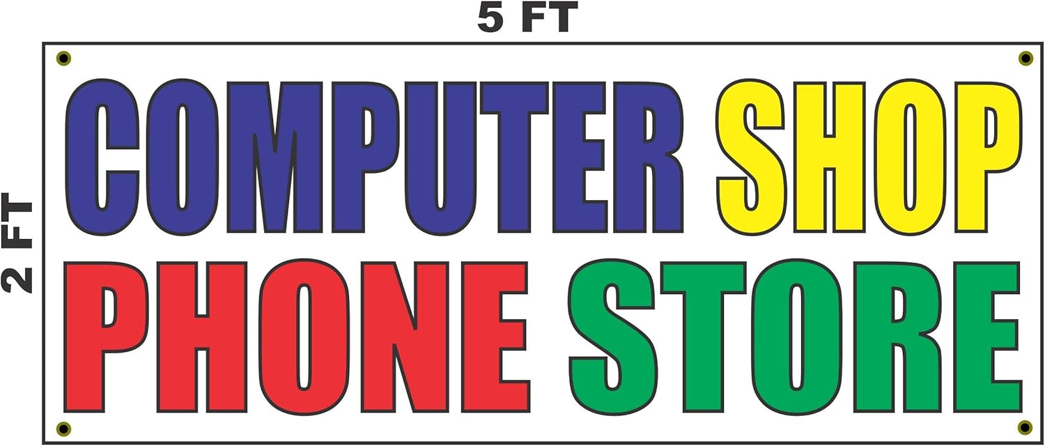 amazon com computer shop phone store 2x5 banner sign office products computer shop phone store 2x5 banner sign