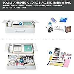 GOME White Under Desk Drawer Storage with