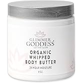 GLIMMER GODDESS Organic Whipped Body Butter, All-Natural Moisturizing, Anti-Aging & Brightening, Made with Organic Shea Butter, Coconut Oil, Cocoa Butter, Essential Oils, Citrus Crush
