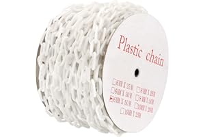 MUKCHAP Plastic Chain Links 164 Feet 1/4inch(6mm) Safety Barrier Chain White for Crowd Control, Queue Line, Parking, Fence, G
