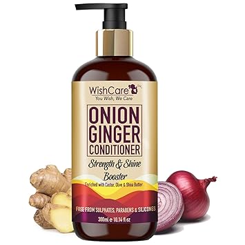 WishCare? Onion Ginger Conditioner - Strength & Shine Booster - No Parabens, Sulphates & Silicones - 300 Ml