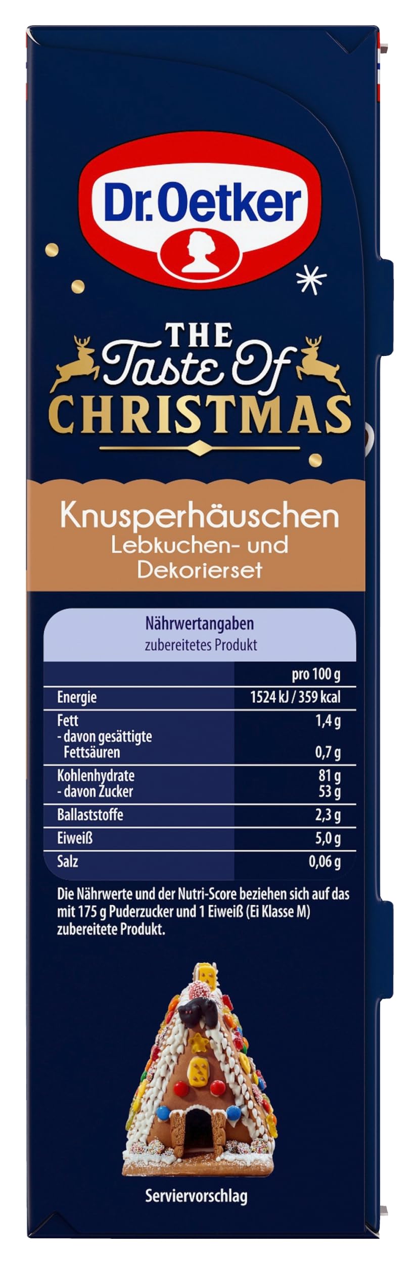 Dr. Oetker Knusper-Häuschen, Lebkuchenhaus und Dekorierset zum Basteln und Verzieren für die Weihnachtszeit - 1 x 403 g