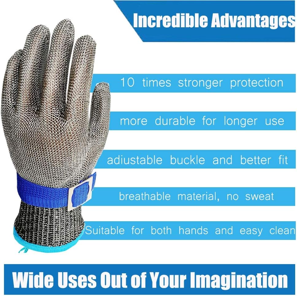 Schwer Level 9 Cut Resistant Glove Stainless Steel Mesh Metal Wire Glove Durable Rustproof Reliable Cutting Glove Latest Material - - 