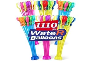 HELLCUP Water Balloons Quick Fill Water Balloon Pools Party 【1110 PCS】 Multicolored Colored Water Balloons Splash Fun Summer Pools Party Outdoor Safety Water Bomb Fight (1110 pack Rapid-Filling)