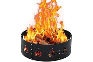 NOVAVALE 36" Round Fire Ring, Heavy-Duty 2.5mm Thick Steel Metal Rim, Fire Pit Ring with High Temperature Paint, Firepit Ring for Backyard and Patio Use, Black