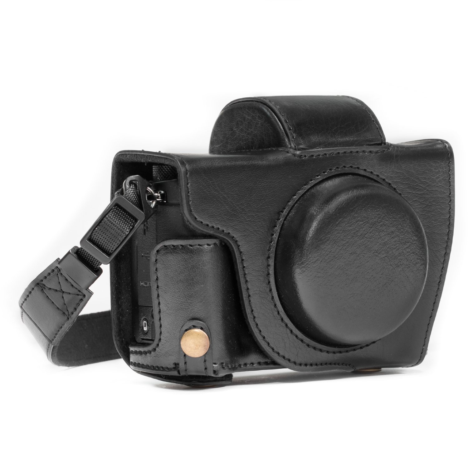 MegaGear MG1066 Ever Ready Leather Case and Strap with Battery Access for Canon PowerShot G5 X Camera - Black