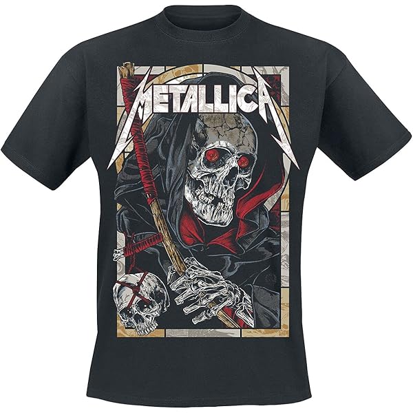 トップス llica skull band Tee fade black XL Amazon.com: Metallica T Shirt Skull Moth Band Logo Official