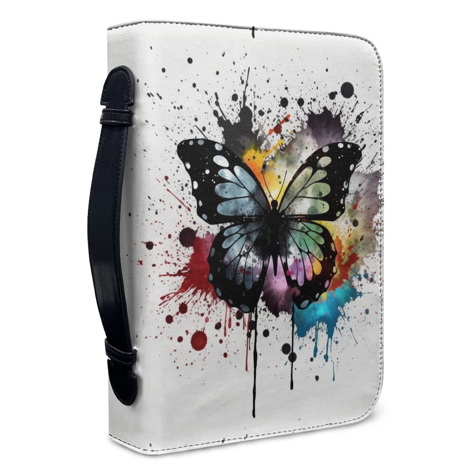 Kuiaobaty Color Splash Butterfly Book Cover Carrier Carrying Organizer Bag with Multiple Inside Storage Pockets, Fits Standard Size Bible