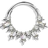 OUFER Gold Septum Rings 16G 8/10MM 316L Surgical Steel Septum Piercing Jewelry, Square Clear CZ Hinged Segment Daith Piercing Jewelry, Daith Helix Rook Earrings For Women Men