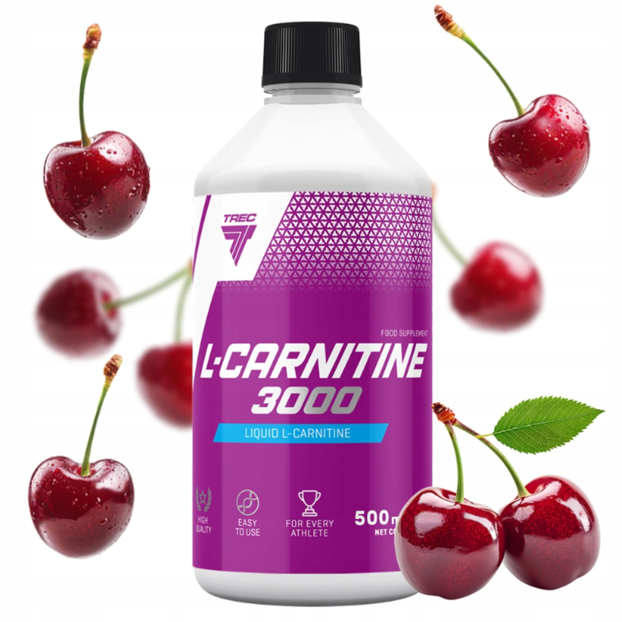 TREC Nutrition L-Carnitine 3000 Gel – Sweet Cherry Flavour – 500ml – 3000mg L-Carnitine per Serving – Energy, Fat Metabolism & Performance Support – Sugar-Free, Vegan-Friendly