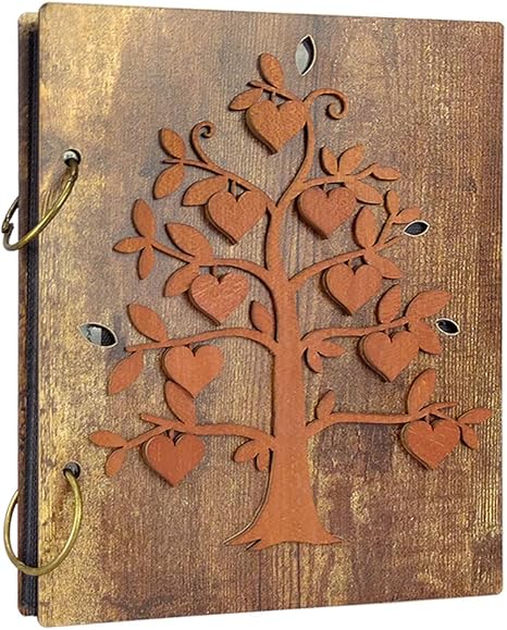 Amazon Com Giftgarden 4x6 Photo Album Family Tree Decor Large Capacity Wood Cover Wedding Family Baby Picture Albums Holds 1 Photos Kitchen Dining