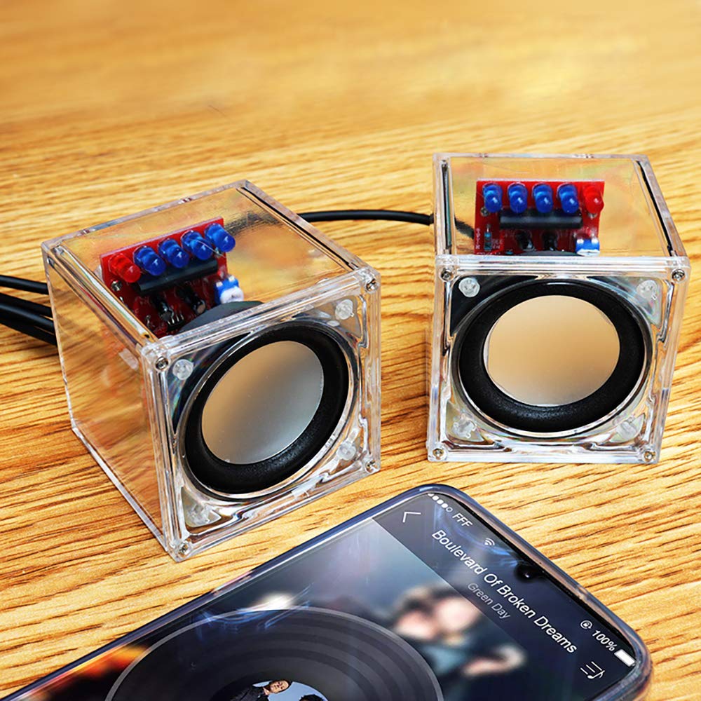 Gikfun Mini Advanced Electronic Transparent Speaker Box DIY Kit Sound Amplifier Music Audio 3Wx2 for Arduino Xmas Kids Gift Diy box EK1918U