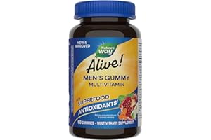 NATURE'S WAY Nature’s Way Alive! Men’s Gummy Multivitamin, B-Vitamins, Delicious Fruit Flavors, 60 Gummies