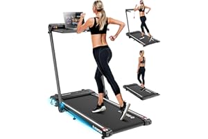 BULAPEACH Treadmill Walking Pad with Incline, 3 in 1 Foldable Treadmill with Removable Desk Workstation, Under Desk Compact Walking Treadmills for Home Small Office with Wristband Remote Control