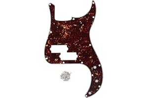 FLEOR 13 Hole P Bass Pickguard Guitar Scratch Plate Pick Guard for 4 String USA/Mexican Standard P Bass Style, 4Ply Brown Tortoise Shell