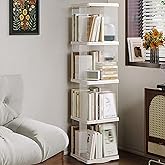 FAQINZYUAN 4 Tier Rotating Bookshelf Tower,360 Display Rotating Bookshelf,53.4 inch High Small Space Revolving Bookcase, Home Office Spinning Bookshelf Tower(Rectangular, White)