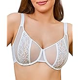 Onlyday Unlined Minimizer Bras for Women Full Coverage Underwire Plus Size Lace Mesh Bras for Large Breasts