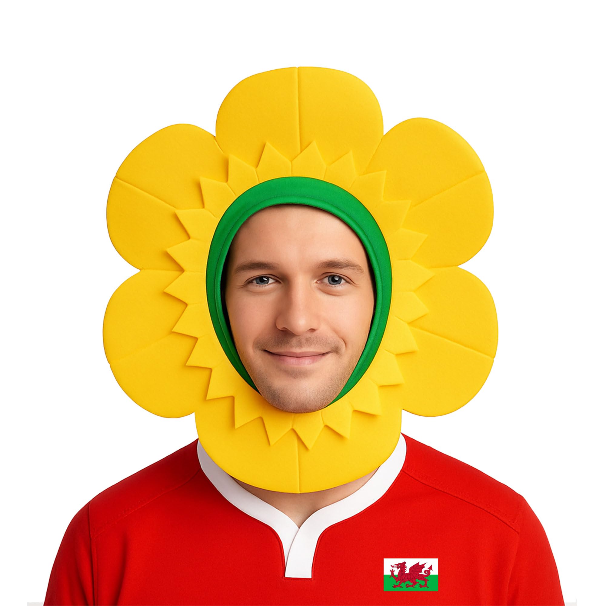 Beyond Happy Wales Fancy Dress Daffodil Hat - Unisex Cymru Rugby, Football and Party Wear - Fun Welsh Accessory