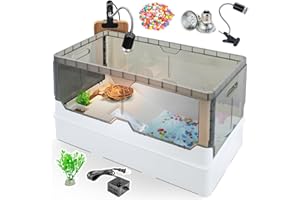 RunDuck Turtle Habitat Tank Kit– Fresh Filtration, Waterplay Fun, Diverse Living, Heat Lamp, Water Pump and Convenient Water Changes in Turtle Tanks, Habitat Kits, turtle cage (White, X-Large)
