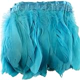 KOLIGHT 5m Frangia Di Piume Di Gallo Naturali – Larghezza 10-15 Cm, Nastro In Raso, Per Decorazioni E Costumi, Colore Azzurro Cielo - 4