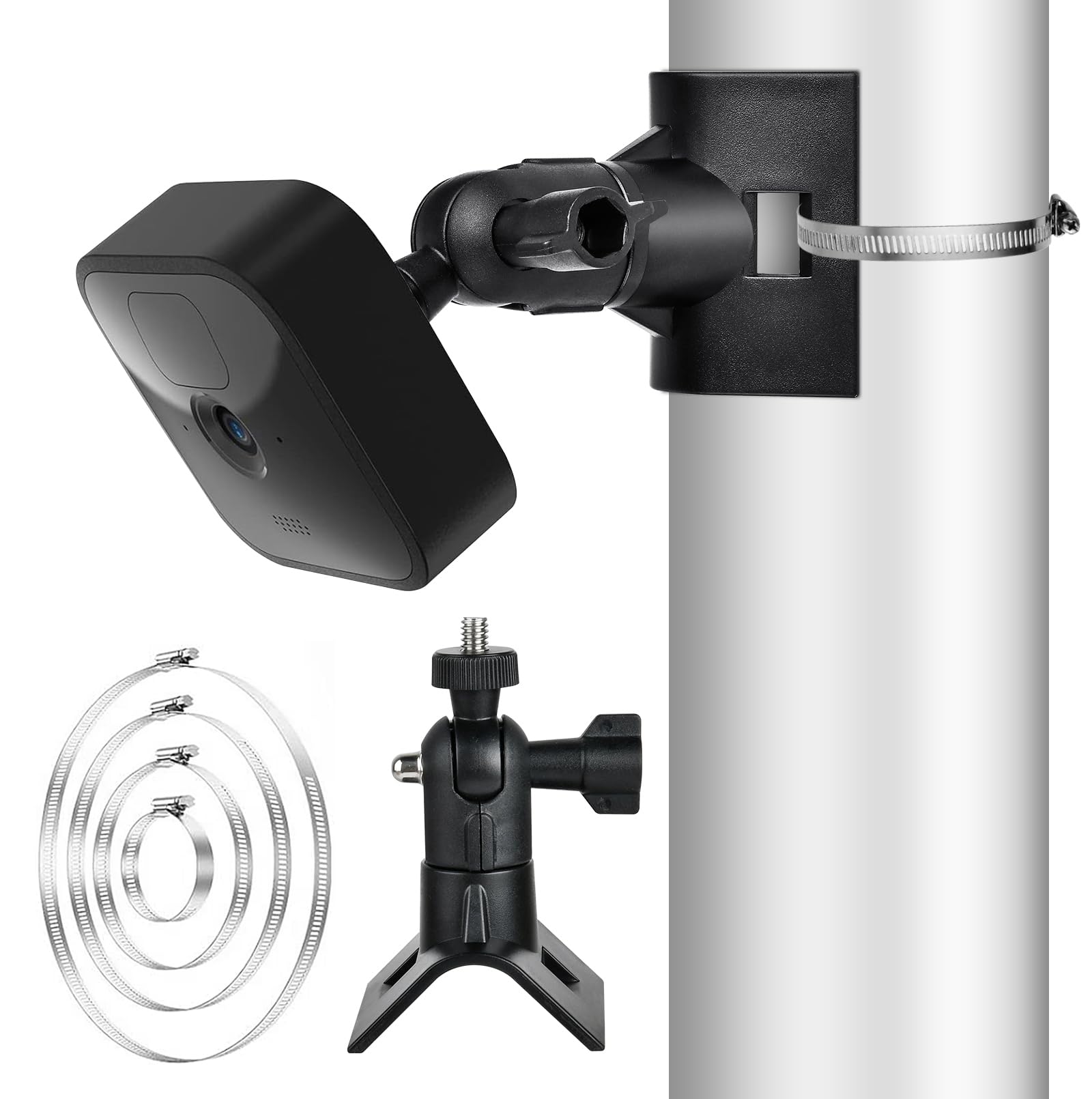 ROKOLOOM Universal Pole Mount for Arlo, Eufy, Google Nest Cam, Stick Up Cam/Pro, Rin g Indoor Cam, Fits All Surveillance Cameras with Standard 1/4 Thread Holes (Black)