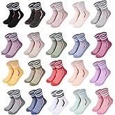 IDALOP 20 Pairs Women‘s Colorful Athletic Crew Socks Casual Soft Lightweight Quarter