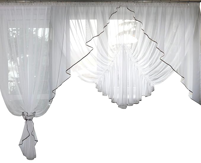 TOP Fertiggardine aus Voile Balkon Top Design SET Schöne Gardine AG20 A Modern