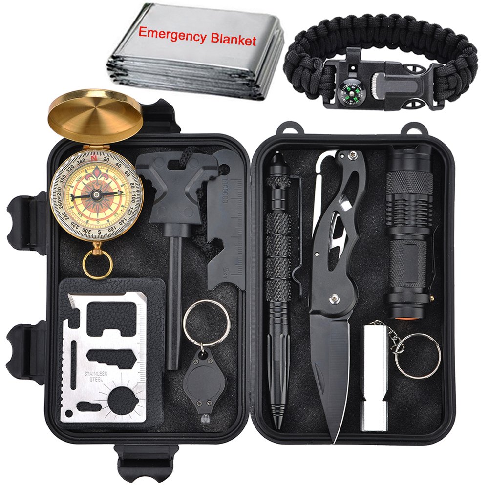Emergency Survival Kit 13 in 1, XUANLAN Outdoor Survival Gear Tool with