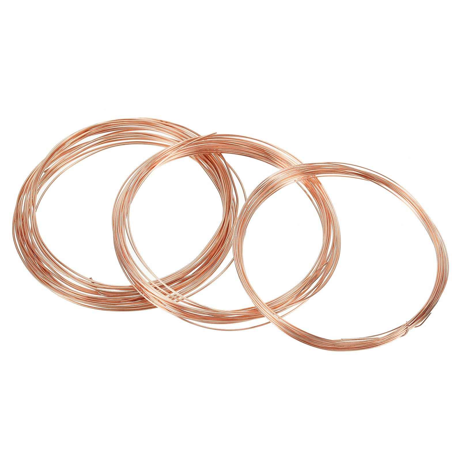 PATIKIL 16.4 Feet Solid Bare Copper Wire, 99.9% Pure Copper Wire 0.6/0.8/1.0mm Soft Beading Wire for Jewelry Craft (Total Length 15m)