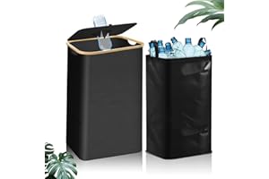 Mieaoll Recycling Bin for Kitchen,Bottle Recycle Bin Indoor 26Gallon Large Capacity with Removable Tote Bag,Bin Zip-Top Can,Black