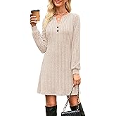 Annebouti Women's 2026 Spring Fully Lined Pocketed Long Sleeve Mini Sweater Dress