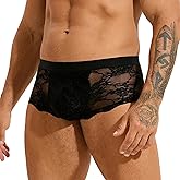 Eagerlove Mens Lace Boxer Briefs Valentine's Soft Sexy Panties Sissy Lingerie for Men Seamless Low Waist Underwear