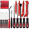 KEZE 15Pcs Carbon Steel Precision Pick & Hook and Trim Removal Tool Set with Scraper and Magnetic Telescoping Tool Kit for Re