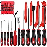KEZE 15Pcs Carbon Steel Precision Pick & Hook and Trim Removal Tool Set with Scraper and Magnetic Telescoping Tool Kit for Re