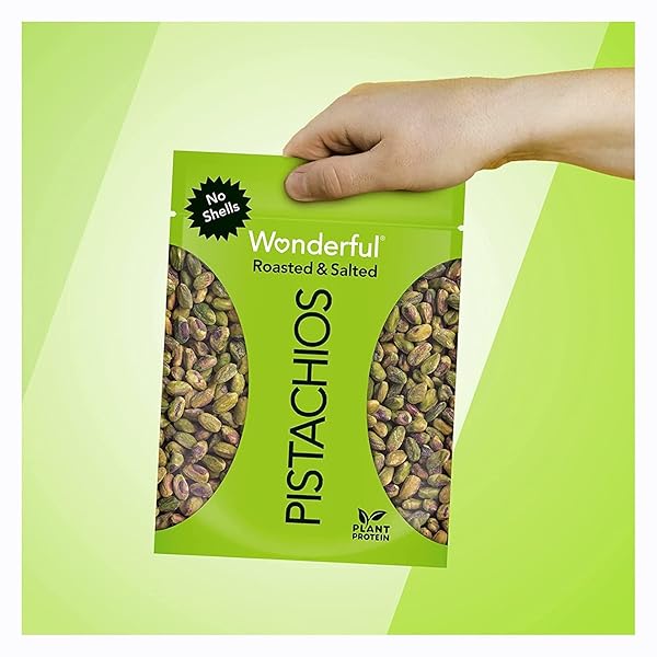 WONDERFUL PISTACHIOS NO SHELLS, ROASTED & SALTED NUTS, 24 OUNCE RESEALABLE BAG, PROTEIN SNACKS, GLUTEN FREE, HEALTHY SNACK