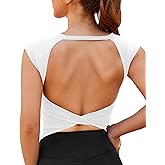 DaiLiWei Open Back Workout Tops for Women Longline Sports Bras Padded Crop Tank Yoga Top Low Back Shirts with Built in Bra