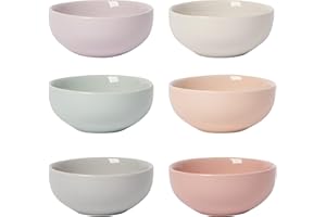 Now Designs Pastel Ceramic Pinch Bowl Set, Soy Sauce Dish, Set of 6, 2 oz