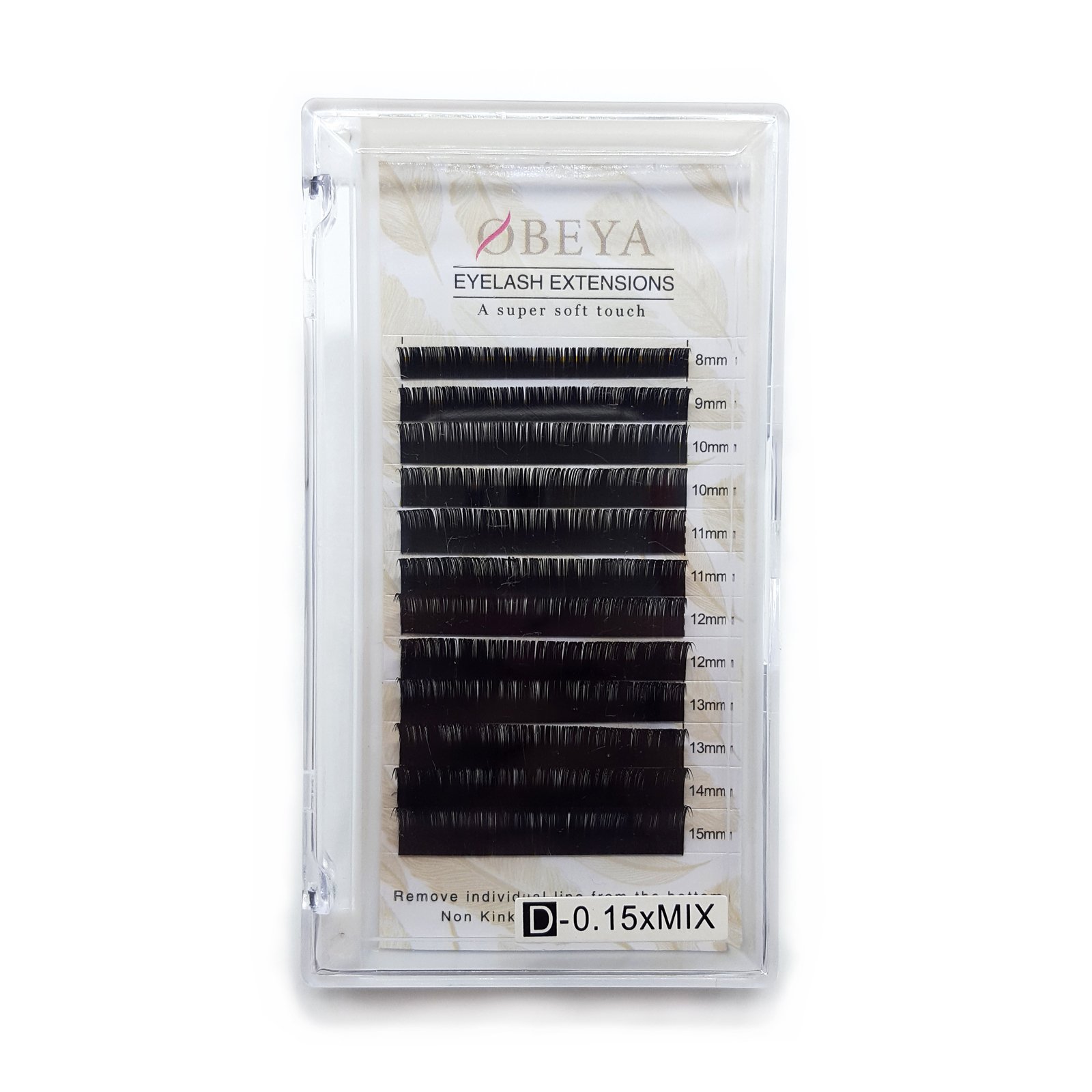 Individual False Eyelashes Extension Natural Silk False Eyelashes D Curl Thickness 0.15mm Mixed Length 8-15mm for Professional Salon Makeup by Obeya