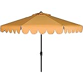 Safavieh PAT8010A Collection Venice Navy and White Single Scallop 9Ft Crank Outdoor Push Button Tilt Umbrella