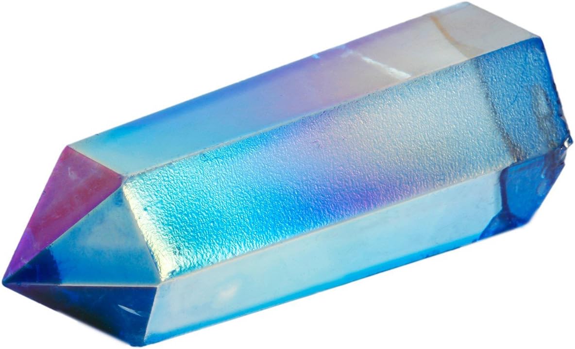 rockcloud Rainbow Titanium Coated Healing Crystal Point Faceted Prism Wand Carved Reiki Stone Figurine: Home & Kitchen