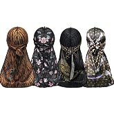 ForceWave Designer Durags for Men and Women, 4-Pack with Unique Patterns | Breathable, lightweight, soft, comfortable, polyester, unique patterns, for waves, workout, daily wear, outfit matching