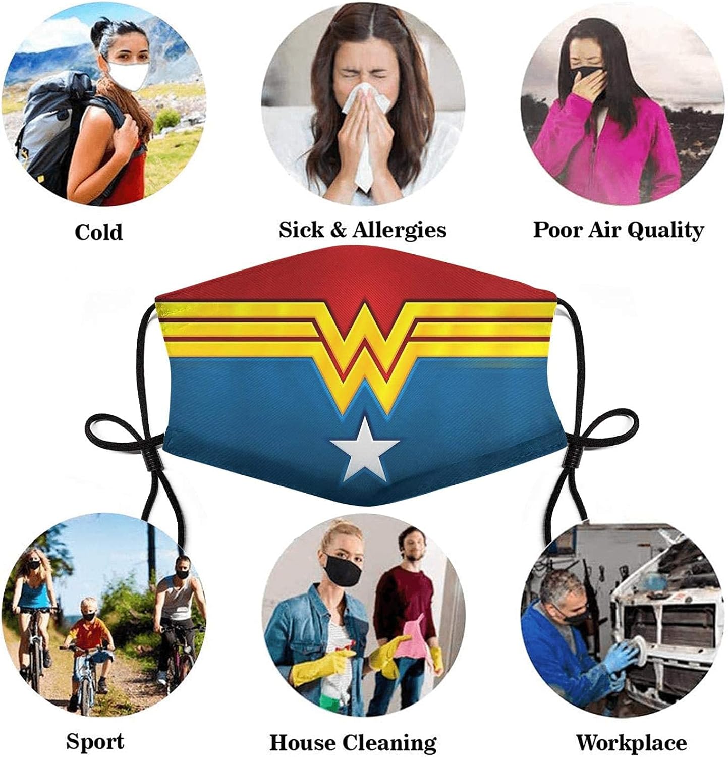 3Pack Anime Face-Mask,adjustable Reusable Mouthguard£¬Washable Dust and Wind Mask,male and Female Adults: Clothing