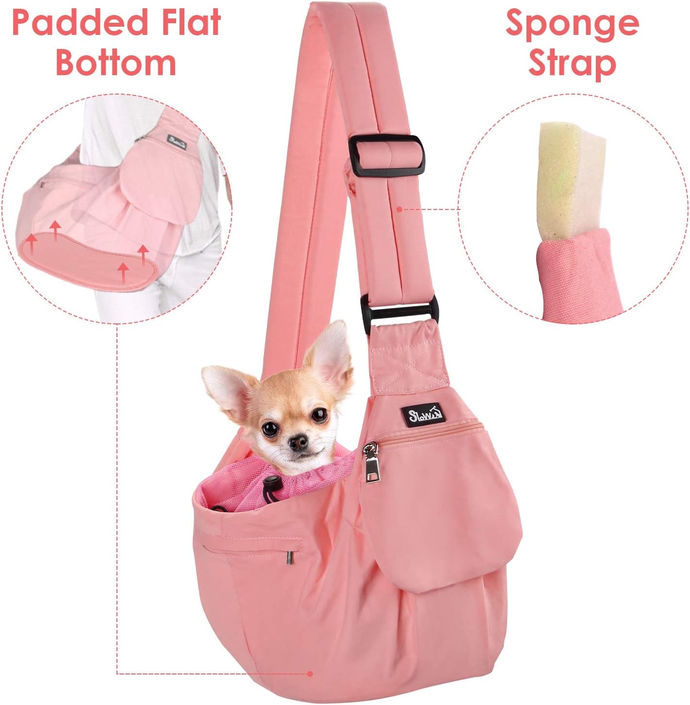 SlowTon Pet Sling Carrier, Dog Papoose Hand Free Puppy Cat Carry Bag