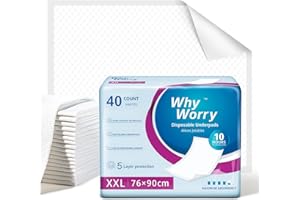 WhyWorry Disposable Incontinence Bed Pads 30 x 36 Inches for Adults and Seniors, Super Absorbent Underpads for Babies, Leakpr