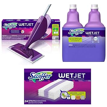 Bundle Swiffer Wetjet Hardwood And Floor Spray Mop Cleaner Starter Kit 1 Power Mop 5 Pads