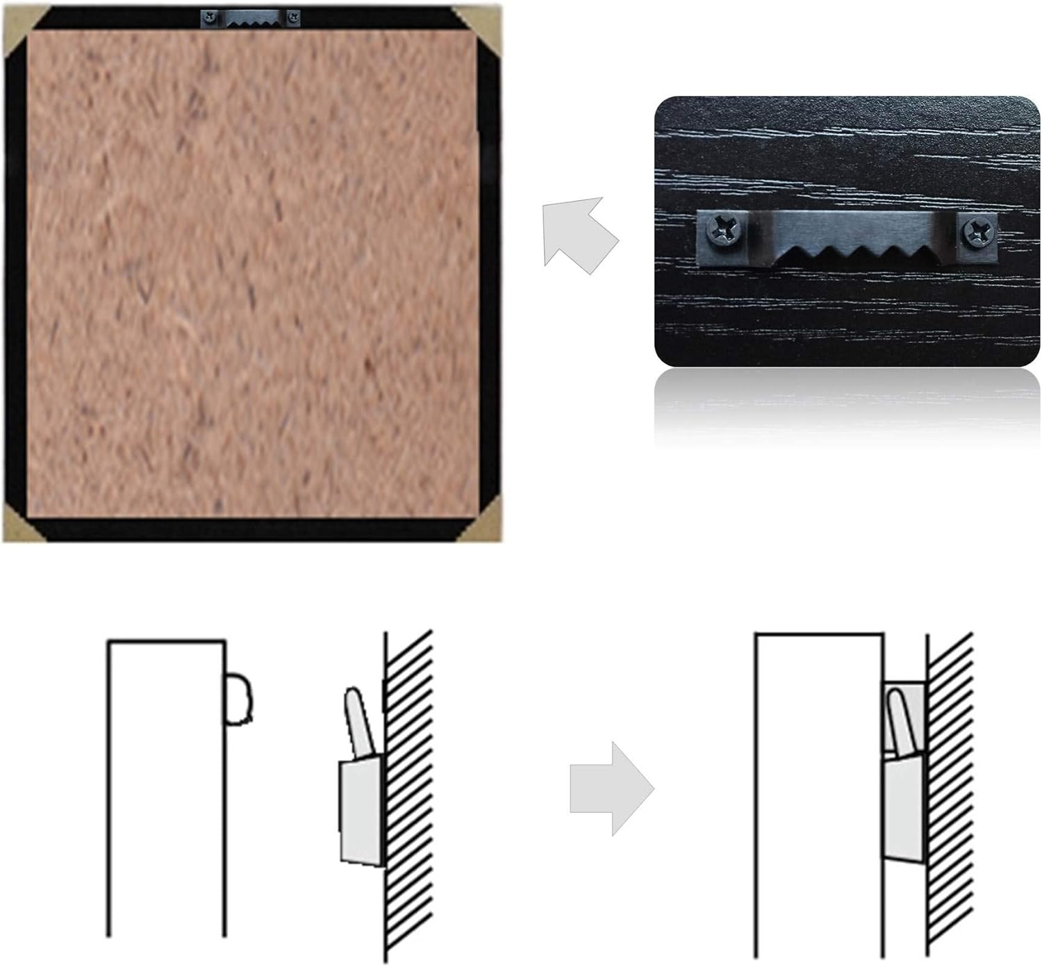 50 Pack Small Sawtooth Picture Hangers Steel Picture Hangers Picture Frames Hangers with Screws Picture Hang Solutions, for Hanging Clock Paintings Artwork Picture Frame Hook Photos (Black) - - 