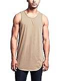 VICTORIOUS Solid Color Long Length Curved Hem Tank