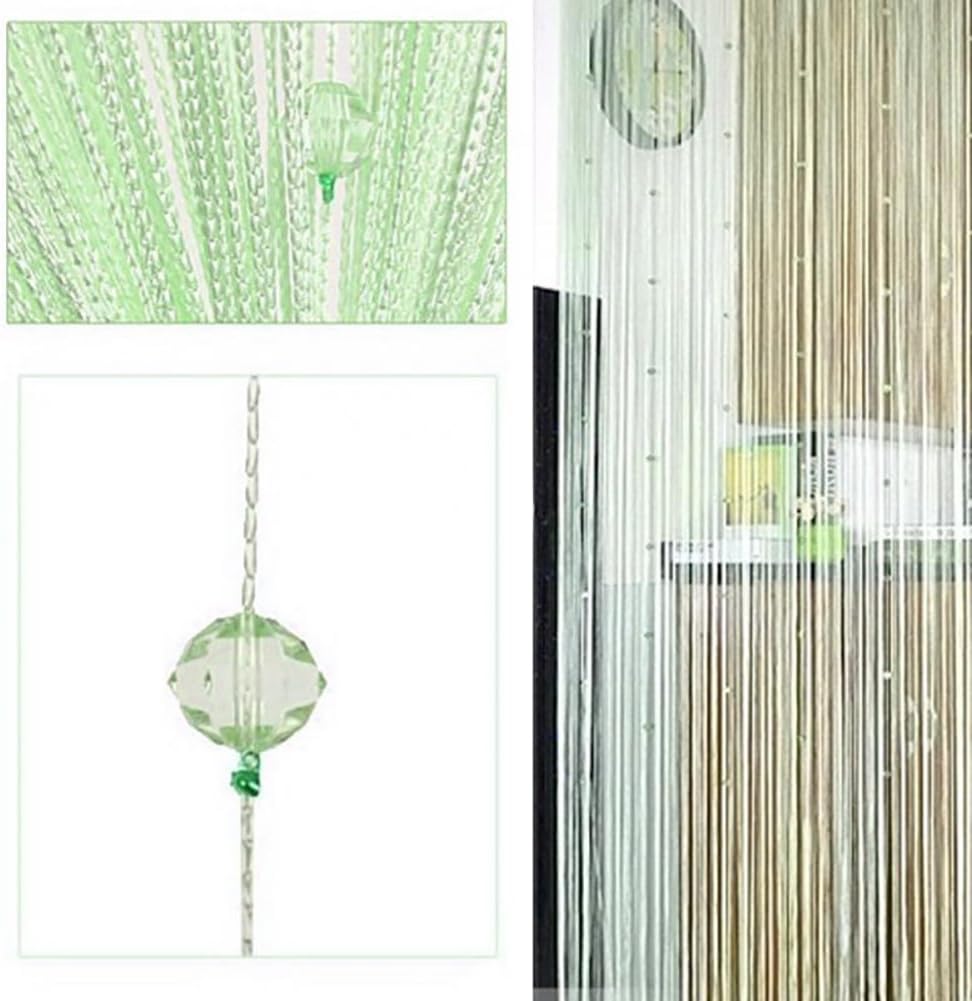 HTOYES Decorative Door String Curtain Beads Wall Panel Fringe Window Room Divider Blind for Wedding Coffee House Restaurant Parts Crystal Tassel Screen Home Decoration (Green)