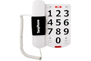 Acenis Big Button Phone for Seniors - Corded Landline Telephone - Large Buttons and One-Touch Dialling for Visually Impaired - 80 dB Amplified Ringer for Hearing Impaired, Ergonomic Non-Slip Grip