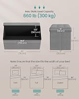 SONGMICS MAZIE Collection Storage Ottoman Bench 76 cm Light Grey view 3